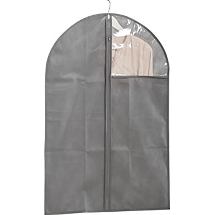 Zeller 14611 Kleiderhülle mit Fenster, Vlies, grau, 60 x 90 cm, ideal zur staubfreien Aufbewahrung und für Reisen – Bild 1