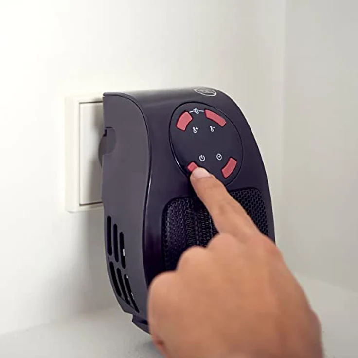Taurus Tropicano Plug Heater Mini Keramik tragbar, leicht und kompakt, kabelloser Heizlüfter, programmierbarer Thermostat, 2 Leistungsstufen, Kühlmodus, 500 W, Schwarz, Heizlüfter – Bild 4