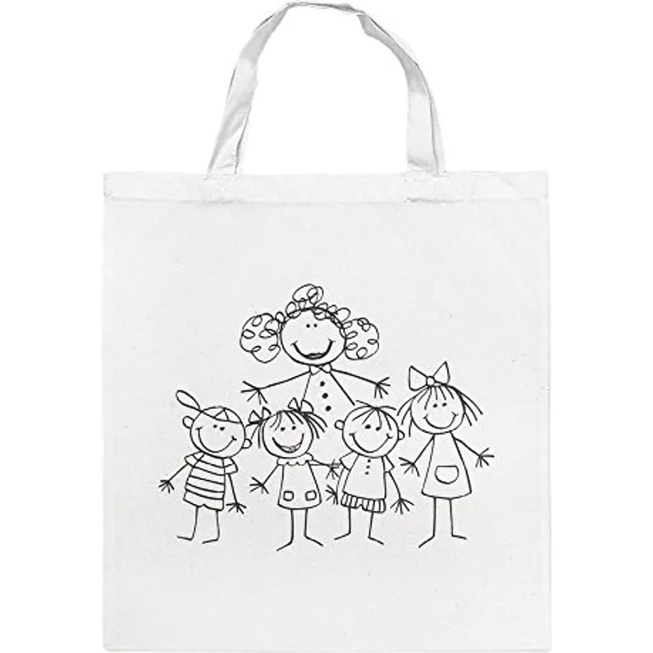 Rayher 3827400 Baumwoll-Tasche, bedruckt, beige, 38x42 cm, für Kindergartenutensilien