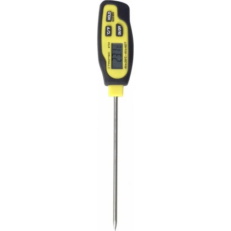 TROTEC Bratenthermometer Einstech-Thermometer BT20, großer Messbereich von -40 °C bis +250 °C, Edelstahl-Messspitze, Softtouch-Schutzmantel, schwarz