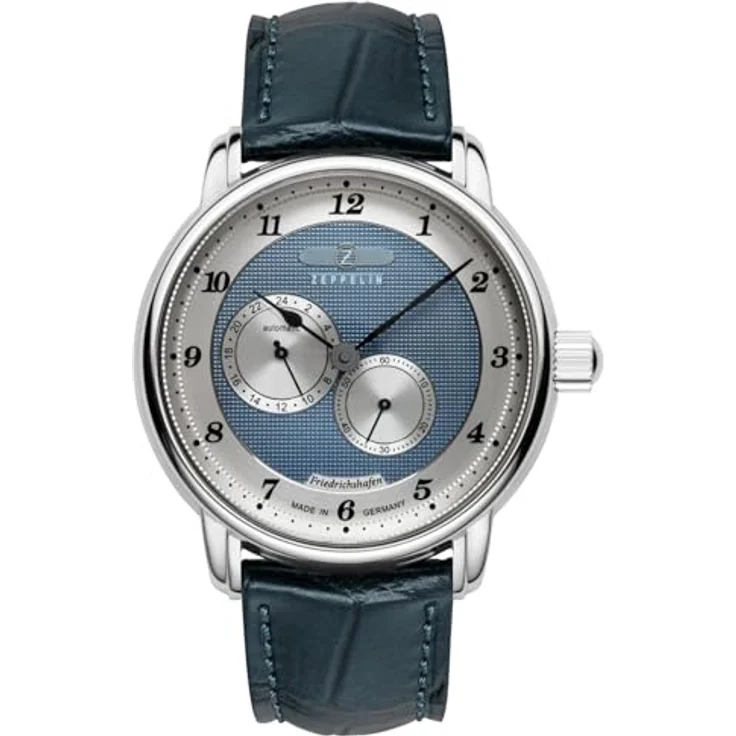 Zeppelin Herrenuhr Automatik Friedrichshafen Blau 8568-3, Edelstahlgehäuse, blaues Zifferblatt, Lederarmband – Bild 1