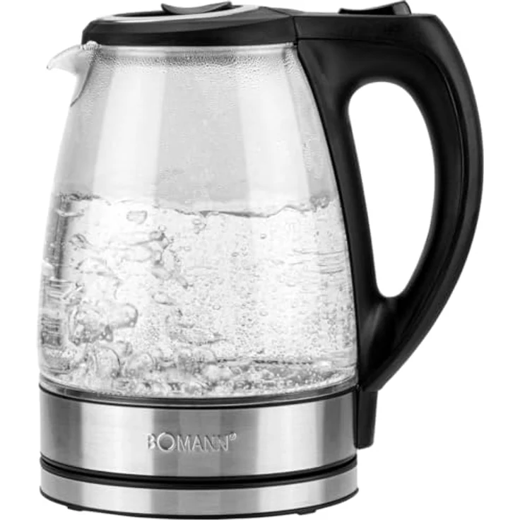 Bomann Glas-Wasserkocher WKS 6032 G CB, 1,7 Liter Füllmenge, Glas--Edelstahlgehäuse, kabellose Technik - leichtes Ein- und Ausgießen, verriegelter Sicherheitsklappdeckel, 360° drehbare Steckverbindung – Bild 2