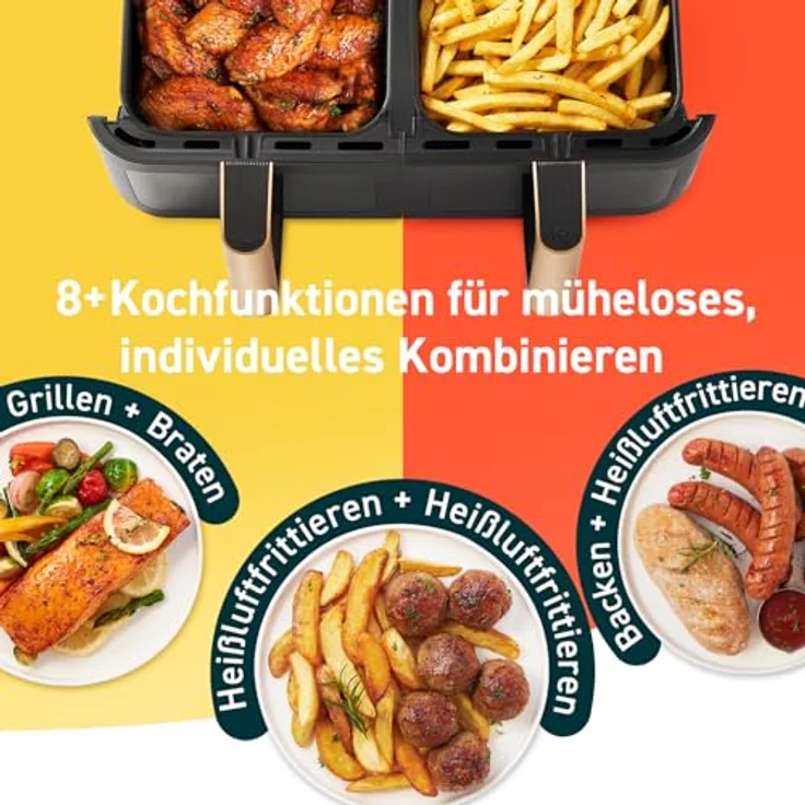 COSORI Heißluftfritteuse 2 Kammern, 6-in-1 Dual Zone Airfryer 8,5 L, Gold – Bild 3