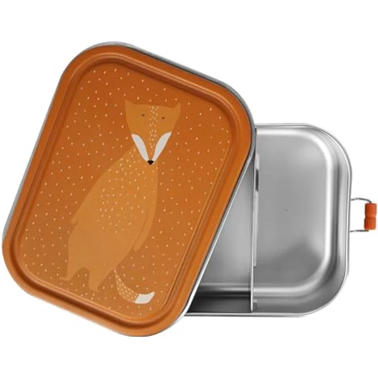 Trixie Baby Lunchbox, große Lunchbox im Katzen-Design, rot mit Trennsteg und Silikon-Clips – Bild 2