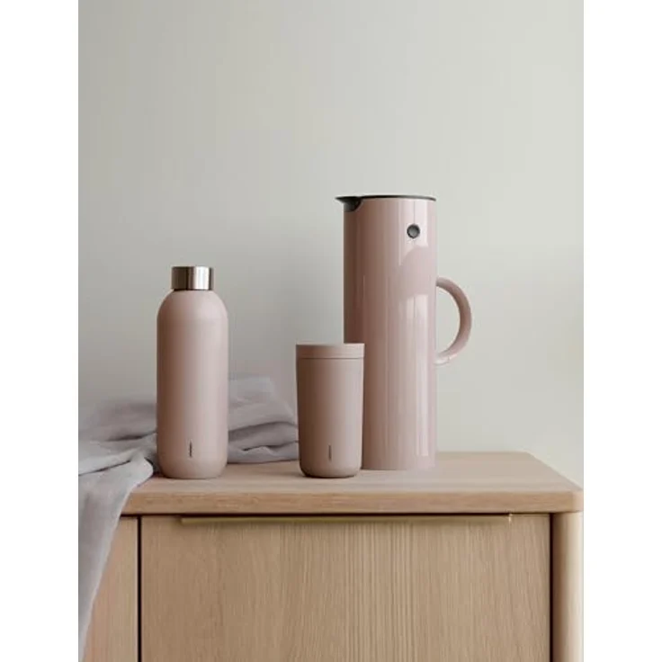 Stelton Isolierkanne EM77 - Doppelwandige Isolierkanne für heiße/kalte Getränke - Tee- & Kaffeekanne mit Glaseinsatz, Magnetverschluss, Schraubdeckel, Vintage-Design - 1 Liter, Heather – Bild 3