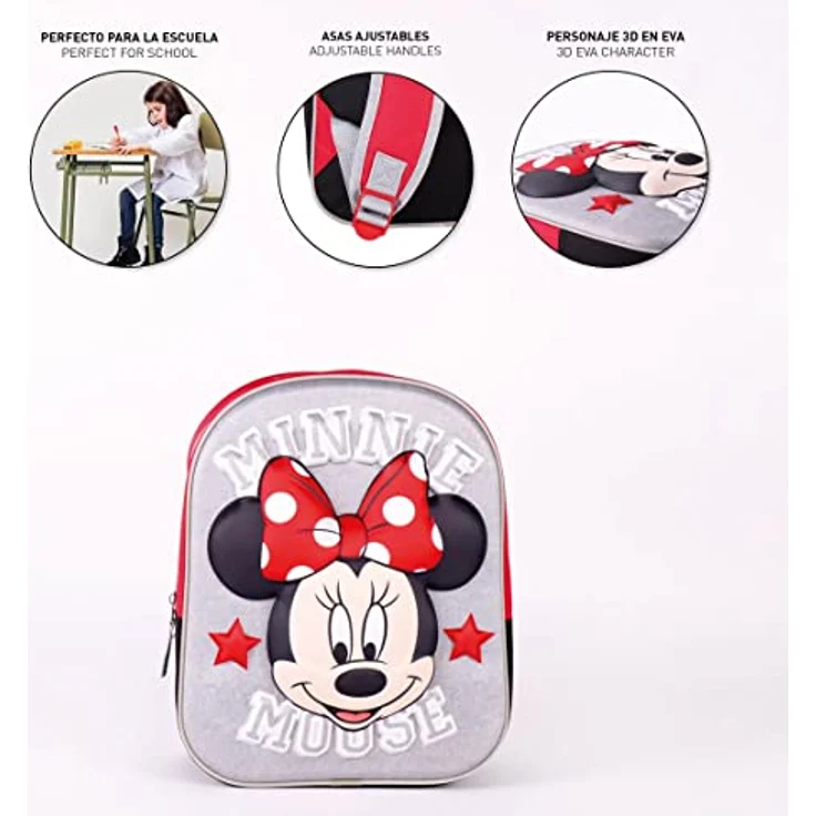 Cerda Daypack Disney Minnie 3D Rucksack, Kindergartenrucksack 31cm mit Einzeltasche für 3-6 Jahre alte Kinder – Bild 3