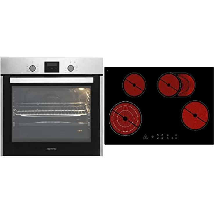 Respekta autarker Einbaubackofen LED-Timer, edelstahl, mit Glaskeramikkochfeld