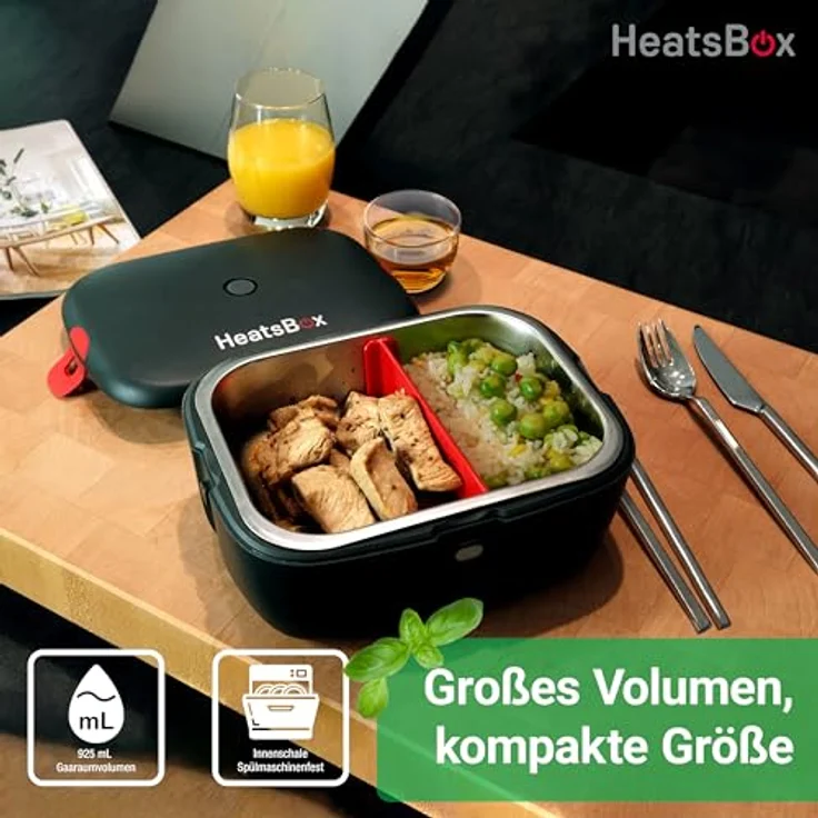 Faitron HeatsBox Go, Elektrische Lunchbox mit Akku und App-Bedienung, Auslaufsichere Edelstahl-Innenschale, Warmhaltebox für Essen, 100 Watt – Bild 4