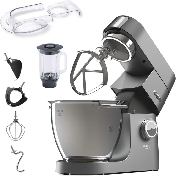 Kenwood Chef XL Titanium KVL8320S Küchenmaschine, 6,7 l Edelstahl Schüssel mit Innenbeleuchtung, Interlock-Sicherheitssystem, 1700 Watt, inkl. 5-Teiligem Patisserie-Set und Glas-Mixaufsatz, silber, Serie: Titanium Chef XL – Bild 2