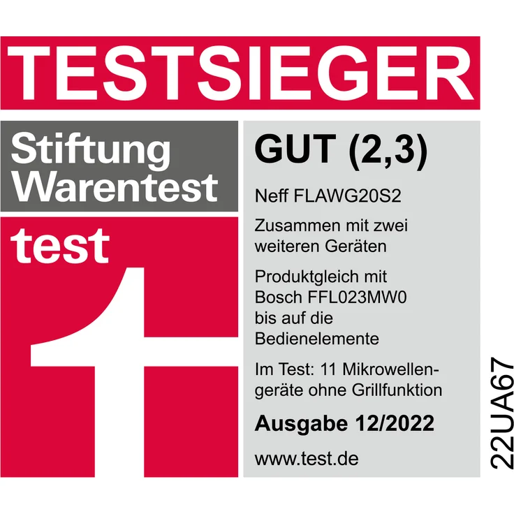 Neff FLAWG20S2 N 30 Mikrowelle, Einbaugerät, 800 Watt, 20 Liter Garraum, schwarz – Bild 2