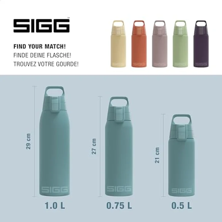 SIGG Shield Therm One Thermosflasche, isolierte 0,5L Edelstahl-Trinkflasche für kohlensäurehaltige Getränke, auslaufsicher, BPA-frei, spülmaschinenfest, graublau – Bild 5