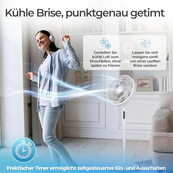 KLAMER Standventilator leise mit Fernbedienung, 12 Geschwindigkeiten, 3 Modi, 85° Oszillation, 8h Timer – Bild 8