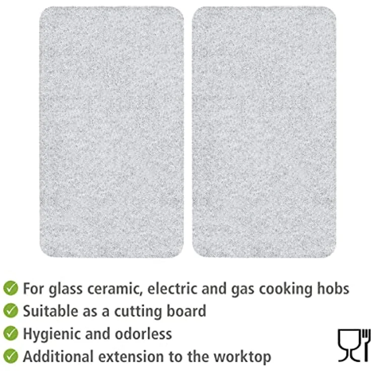 Wenko Herdabdeckplatte Universal, 2er Set Herdabdeckung für alle Herdarten, Gehärtetes Glas, 30 x 52 cm, mehrfarbig – Bild 5
