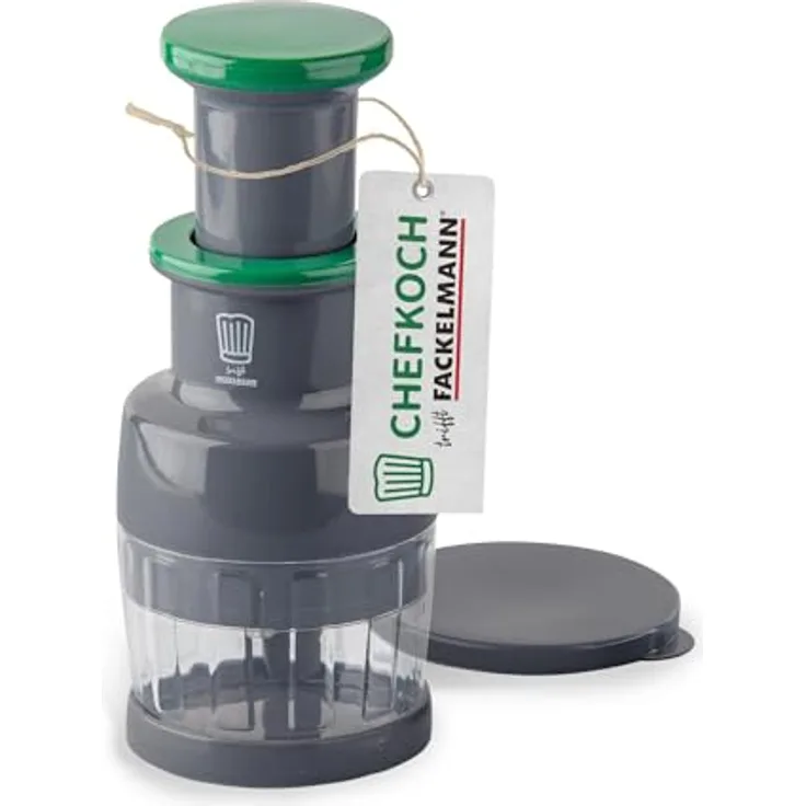 Chefkoch Gemüseschneider 2-teilig – Multihacker zum Zerkleinern von Zwiebeln, Gemüse, Kräuter & Co. – Zwiebelschneider mit scharfen Rotationsklingen