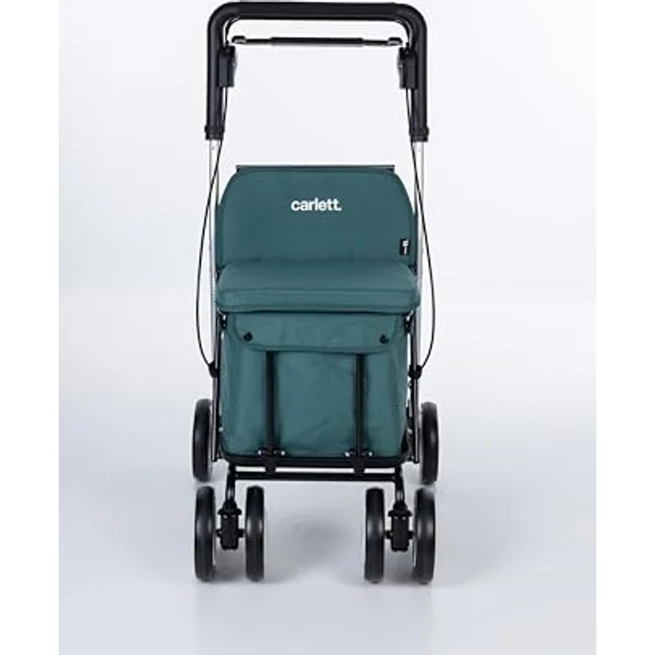 CARLETT Supermarkt-Einkaufswagen medizinisch geprüft mit integriertem Sitz und Rückenlehne, 4 Räder und 3 Positionen, 15 kg Kapazität, abnehmbare 29L Tasche - Grün – Bild 2