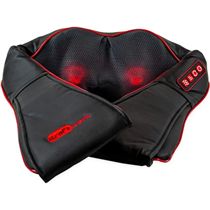 Kraftwerk® Kabellos Shiatsu Massagegerät | Nacken Rücken Schulter Massage & Infrarot Heizung | 3D rotierender Shiatsu Massagegürtel | Rückenmassagegerät & Nackenmassagegerät mit Wärme