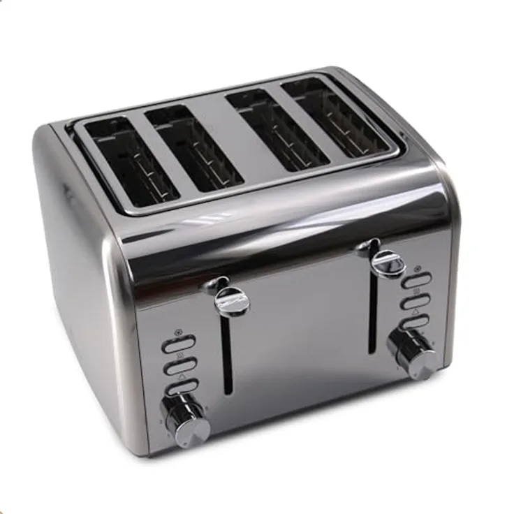 LITTLE BALANCE 8698 Toaster, 4 XXL-Schlitze, 2-in-1 mit Grill- und Aufwärmfunktion, Edelstahldesign