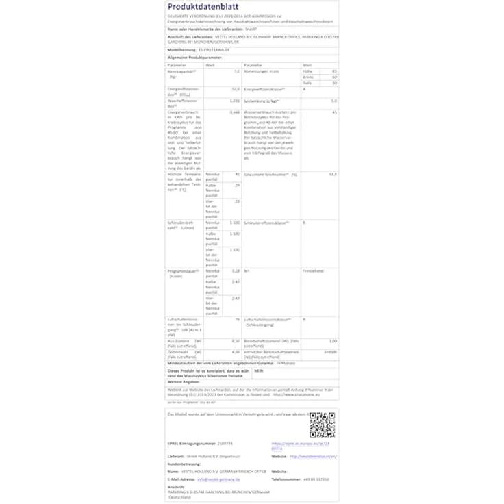 Sharp ES-PRO714WA-DE, 7 kg Waschmaschine mit SoftTouch-Bedienung, AquaStop, 1400 U/min und 15 Programmen – Bild 10