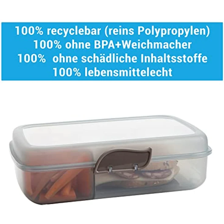 2friends Brotdosen Kinder, Lunchbox, 2 Stück+2 Schraubdeckeldosen, Brotdose Kinder mit Fächern und Clickverschluss, Bento Box, Brotzeitbox, Frühstücksbox, ohne BPA+Weichmacher, 100% recyclebar – Bild 4