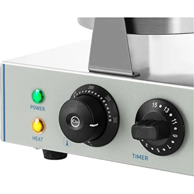 Royal Catering RCWM-2600-R Waffeleisen Waffelgerät Waffelautomat Waffle Maker Belgische Waffel Doppelt Rund (2 x 1.300 Watt, Timer 15 min, Teflon & Aluminium, Edelstahl) – Bild 3