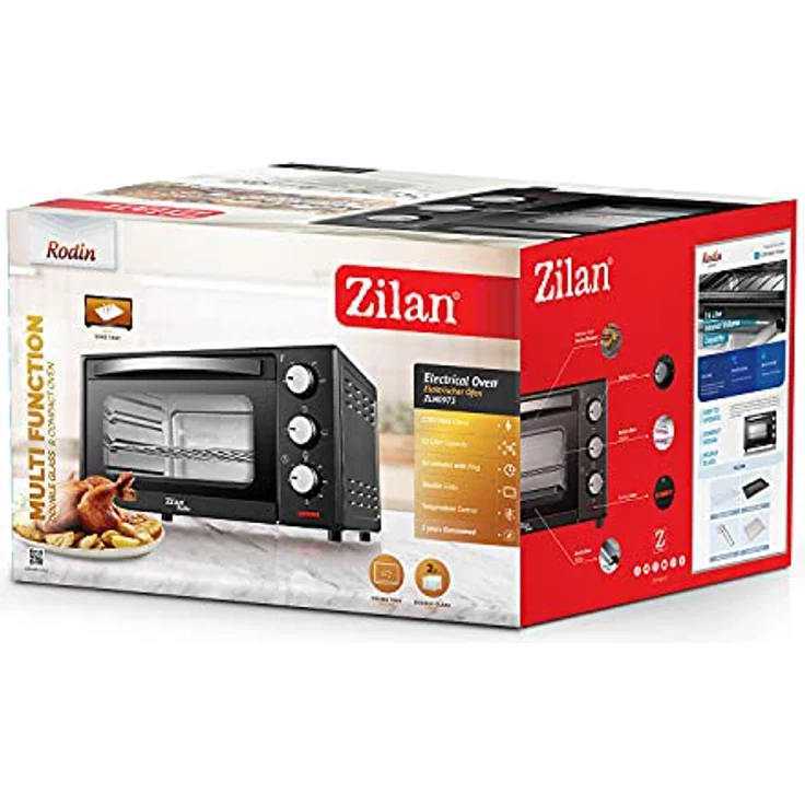 Zilan ZLN0973 Minibackofen, 15 Liter, Pizzaofen mit Ober- und Unterhitze, 1200 W, schwarz – Bild 8