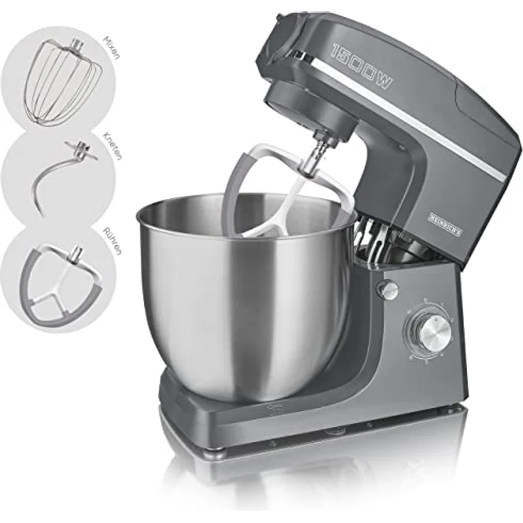 Heinrich´s HKM 8083 3in1 Küchenmaschine, 1500 W, 10 l Schüssel, 6 Geschwindigkeiten, Multifunktional, mit Knetmaschine, Fleischwolf und Mixer – Bild 4
