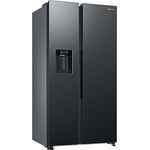 Samsung RS6GCG885DB1EG Side by Side Kühlschrank, 178 cm, 634 ℓ Gesamtvolumen, 225 ℓ Gefrierteil, AI Energy Mode, Wasser- und Eisspender, Frischwasseranschluss, Premium Black Steel