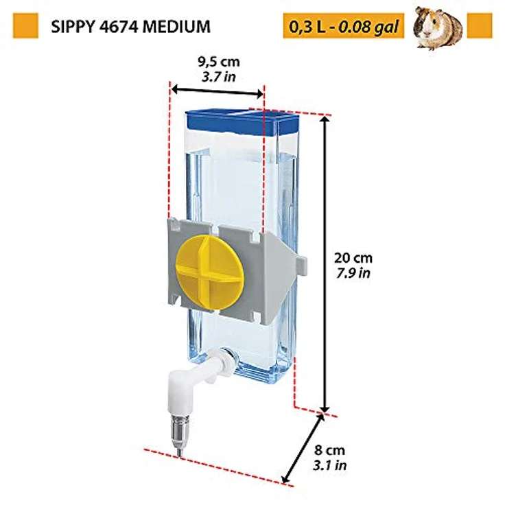 Ferplast 84674070 Nager-Trinkautomat, Befestigung am Gitter ohne glatten Oberflächen, Sippy 4672 medium, 300 ml – Bild 4