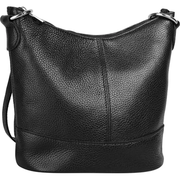 Cluty Umhängetasche, echt Leder, Made in Italy, seidig glänzend, schwarz – Bild 4