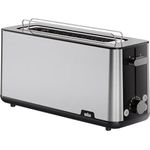 Braun Toaster PurShine HT 1610 BK, 25cm Brot Schlitz, 8 Bräunungsgrade, Aufwärm- & Auftaufunktion, Brötchenaufsatz, Krümelfach, 1030W, Schwarz