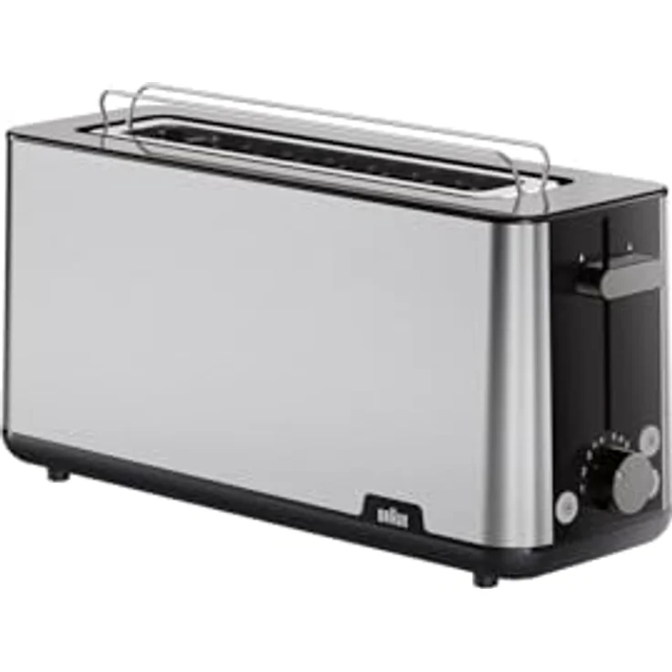 Braun Toaster PurShine HT 1610 BK, 25cm Brot Schlitz, 8 Bräunungsgrade, Aufwärm- & Auftaufunktion, Brötchenaufsatz, Krümelfach, 1030W, Schwarz – Bild 1