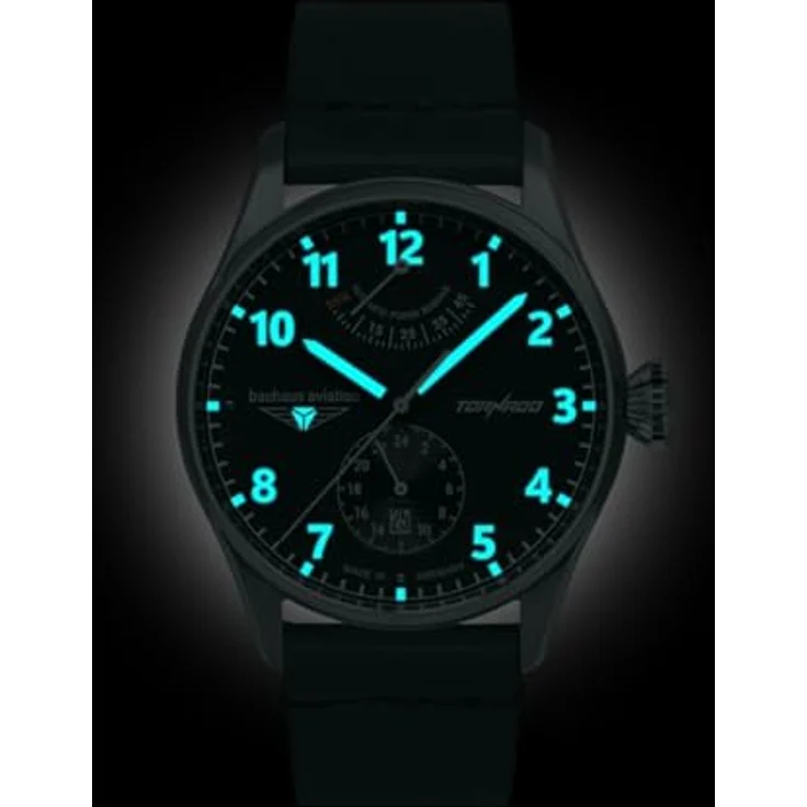 Bauhaus Herrenuhr CT-BHA Tornado Automatik Gangreserve Schwarz/Türkis 2790-3, Edelstahlgehäuse, schwarzes Zifferblatt – Bild 3
