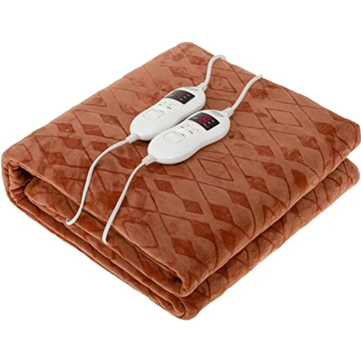 CAMRY CR7436 Elektrische Doppelbetten, 150 x 160 cm, 8 Temperaturstufen, LED-Anzeige, Timer, waschbar, Fleece-Futter, Braun, 120 W
