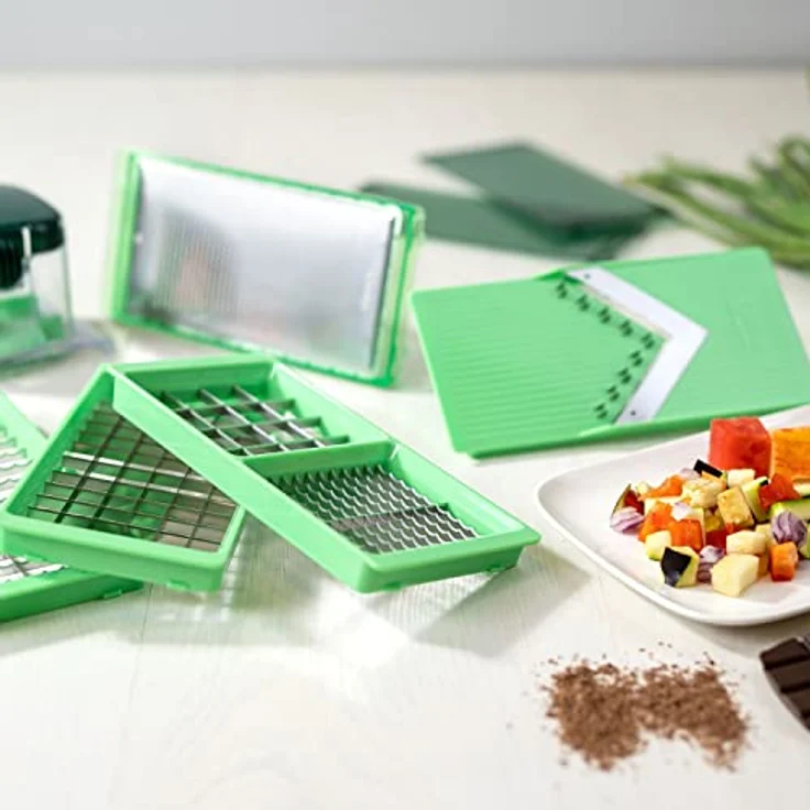 Genius Nicer Dicer Exclusive Gemüseschneider Zubehör-Set 6tlg - Messereinsätze mit dem Nicer Dicer Exclusive kompatibel | V Hobel, Reibe & Messereinsätze – Bild 2