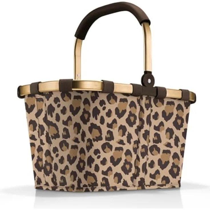 Reisenthel carrybag frame Shopper, zusammenklappbarer Einkaufskorb mit stabilem Aluminiumrahmen, leo machhiato, 48 x 28 x 29 cm