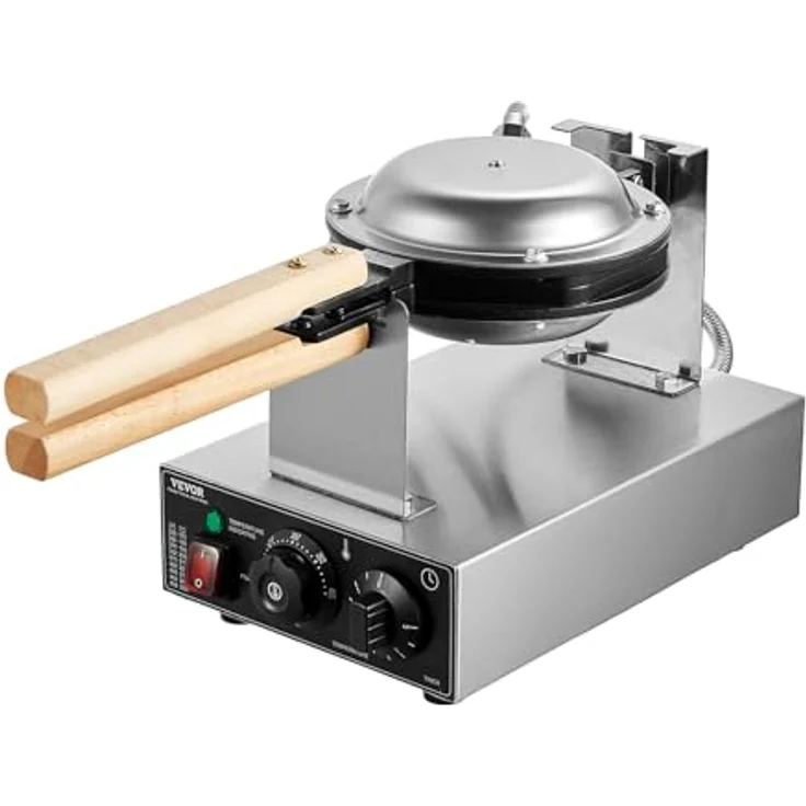 VEVOR Bubble Waffeleisen 1400 W, Edelstahl Eierpfannkuchenmaschine mit antihaftbeschichteter Backfläche und Temperaturregelung für Restaurant und Bäckerei – Bild 4