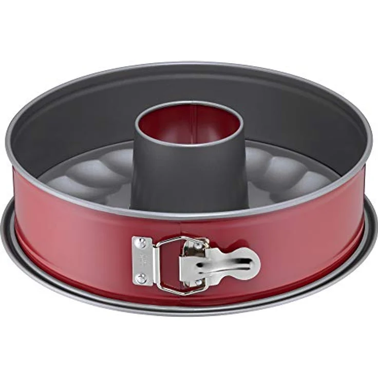Kaiser Classic Plus Springform, mit Flach- und Rohrboden Durchmesser 28 cm, 2 Böden, runde Backform, auslaufsicher, antihaftbeschichtet, rot – Bild 3