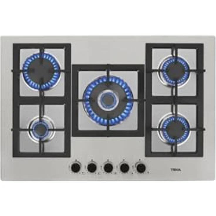Teka EFX 70.1 5G AI AL DR CI, 75 cm Gasplatte mit Butangas-Frontgriffen, Edelstahl, 5 Gasbrenner und integrierte Selbstzündung, 9,1 x 75 x 51 cm