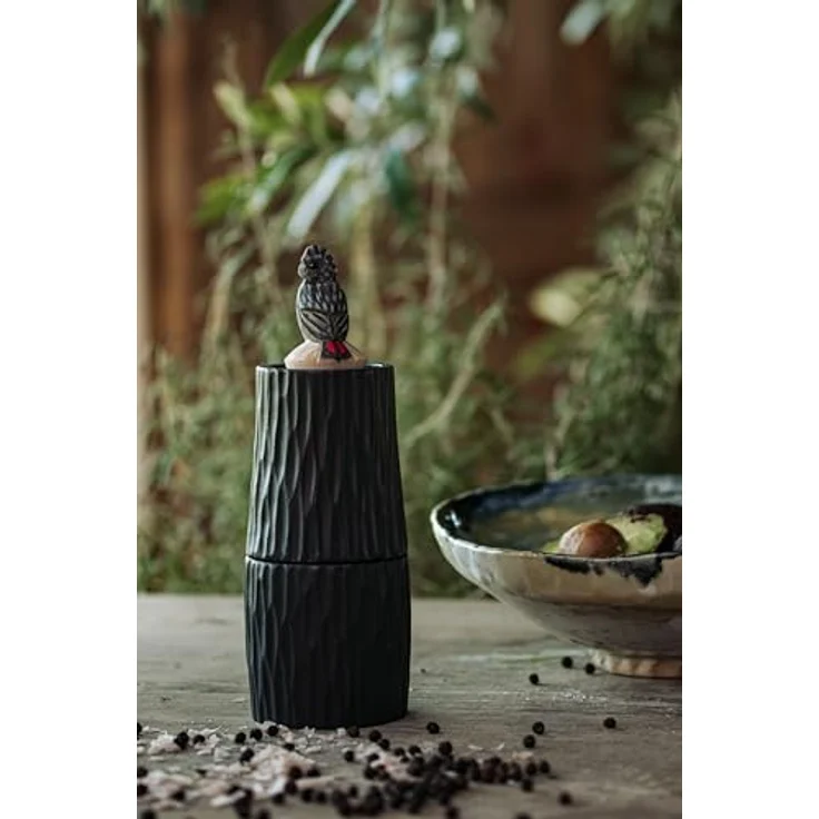 WILDLIFEGARDEN WG5010 Salz-und Pfeffermühle Kakadu, Schwarz mit Keramikmahlwerk und einstellbarer Korngröße – Bild 3