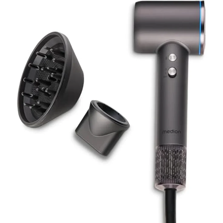 MEDION Haartrockner HD1 mit Diffusor (Ionen Technologie, 1.600 Watt, BLDC Motor) schwarz – Bild 1
