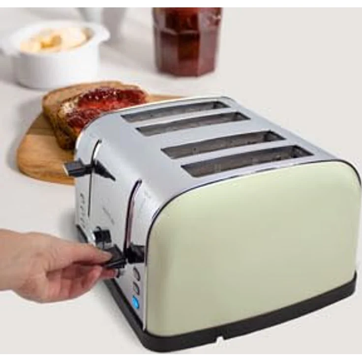 Prixton Bianca 4-Schlitz-Toaster, inkl. Brötchenaufsatz, 1900 W, Edelstahl, 7 Bräunungsstufen – Bild 7