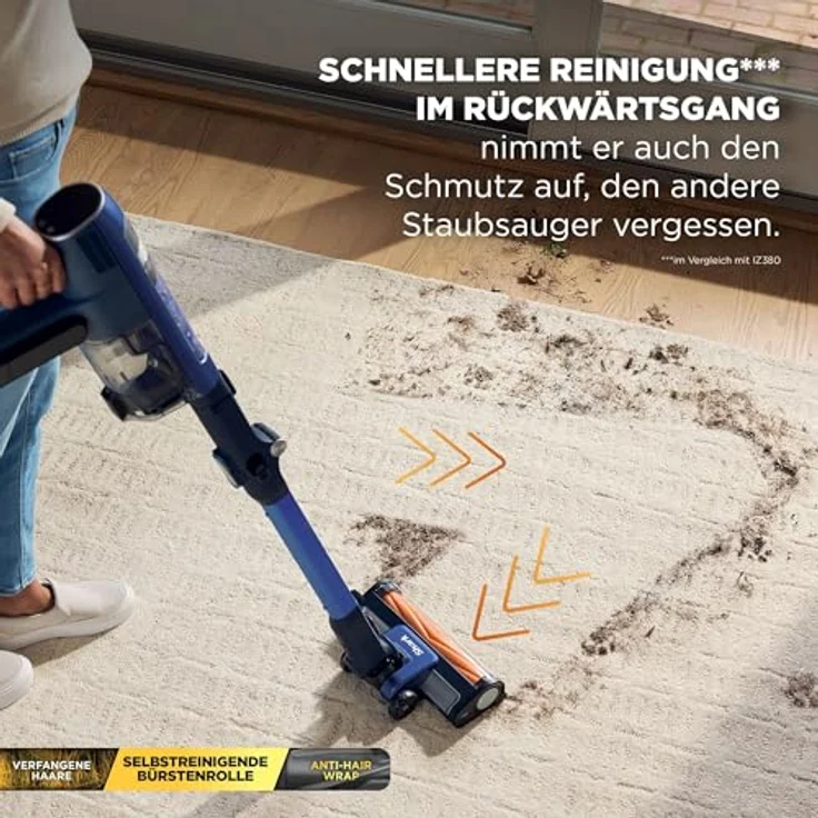 Shark PowerDetect Speed IA3241EUT Akku-Staubsauger, 350 Watt, 60 Min. Laufzeit, beutellos, HEPA-Filter, Lithium-Ionen, blau – Bild 11