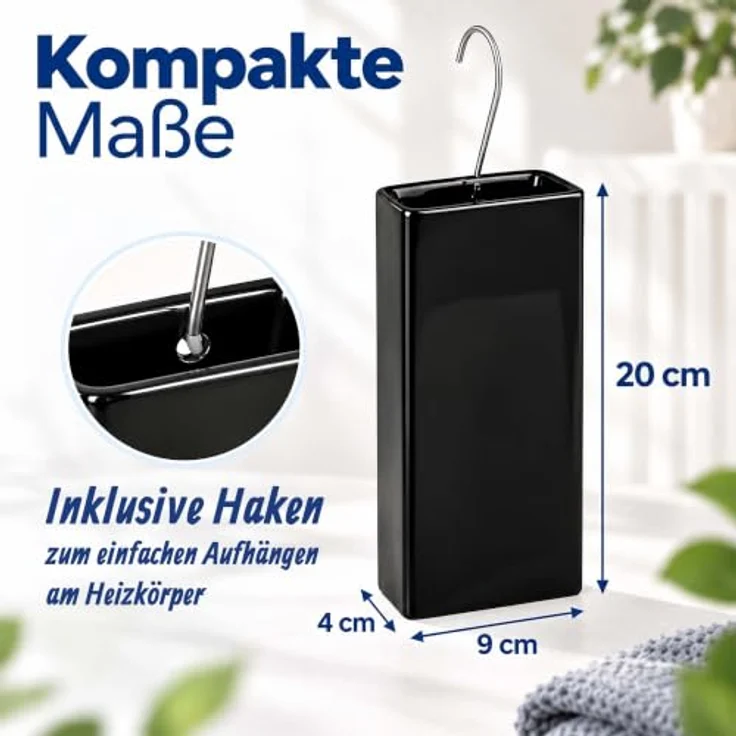 relaxdays Luftbefeuchter Heizung 4er Set, passive Verdunstungsbefeuchtung, 0.4 l Wassertank, schwarz – Bild 5