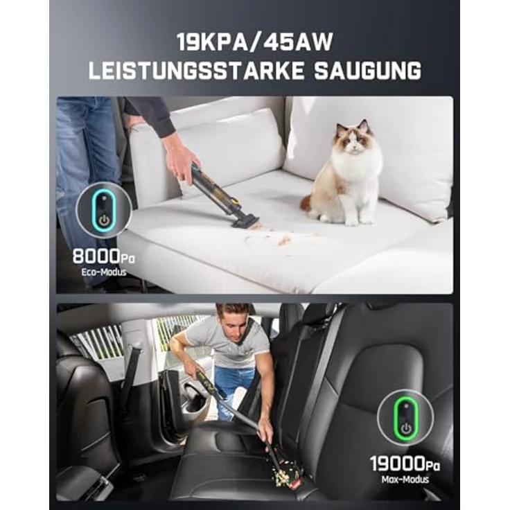 Fanttik Slim V8 Apex, Akku-Autostaubsauger mit 19000 Pa Sogkraft, 4-in-1 Handstaubsauger mit Zubehör, ultraleicht und tragbar, Typ-C Schnellladung – Bild 3