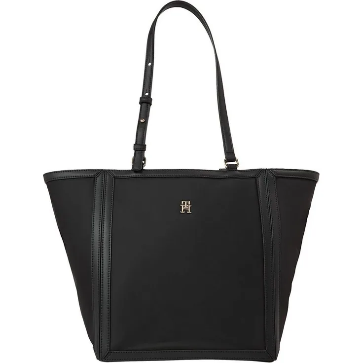 Tommy Hilfiger Shopper TH ESSENTIAL S TOTE, Handtasche Damen Tasche Damen Henkeltasche Recycelte Materialien, Schwarz