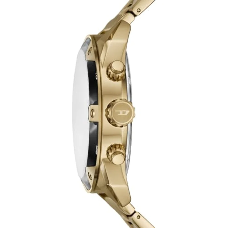 Diesel Herren Analog Quarz Uhr DZ4685, 49-mm Edelstahlgehäuse mit schwarzem Zifferblatt und goldfarbenem Edelstahlband, wasserdicht bis 50 m – Bild 3
