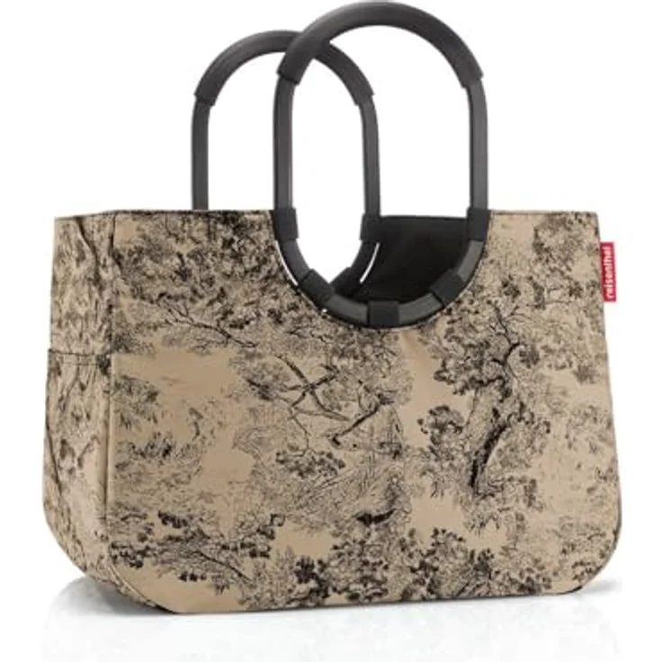 reisenthel loopshopper L, Einkaufstasche im Jacquard Design, 25 l Volumen, braun, mit Innenreißverschlussfach und Aluminiumgriffen – Bild 3