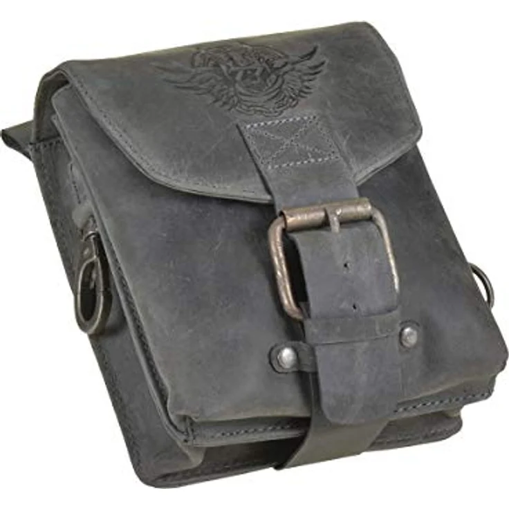 Greenburry Vintage Gürteltasche aus 100% Leder, 15 cm x 8 cm x 19 cm, grau – Bild 3
