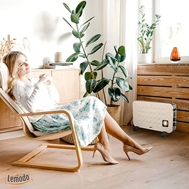 LEMODO mobile Elektroheizung - energiesparende Konvektor Heizung - Elektrische Heizung mit 3 Leistungsstufen - Heizgerät ohne Gas - robuster Elektroheizkörper (750W / 1.250W / 2.000W) – Bild 5