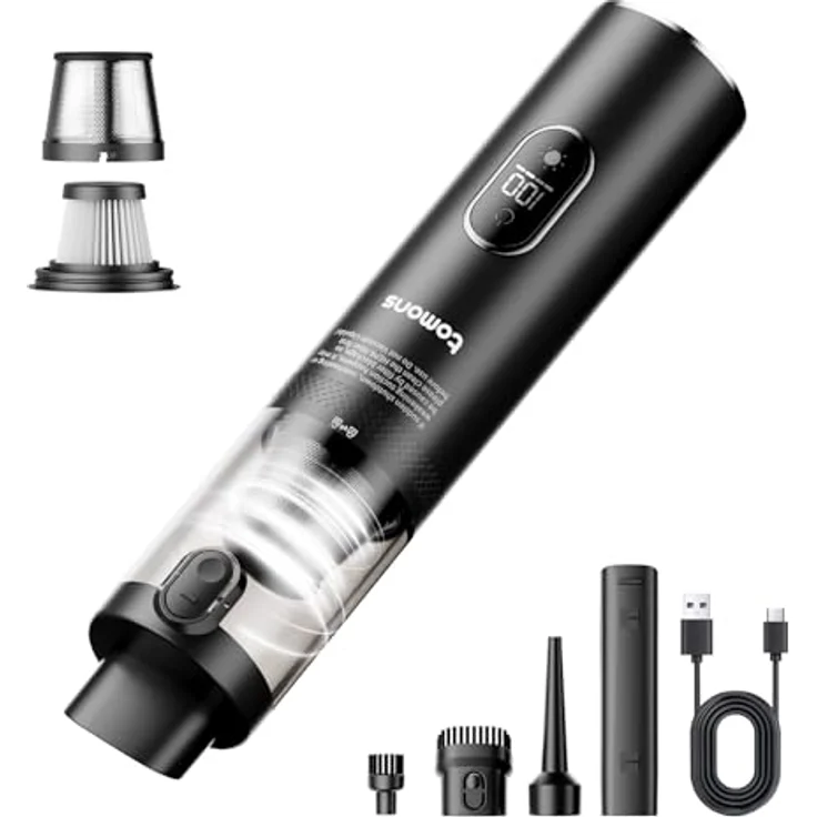 tomons Handstaubsauger, 14000PA Kabelloser Handstaubsauger mit LED-Licht, 3-in-1 Autostaubsauger mit HEPA-Multifiltration, Blauer Kleiner Staubsauger für Haus, Auto und Outdoor – Bild 1
